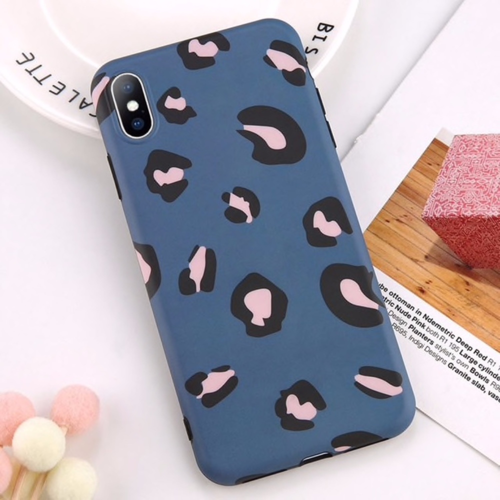 Blue Pink Cheetah Print iPhone X Case